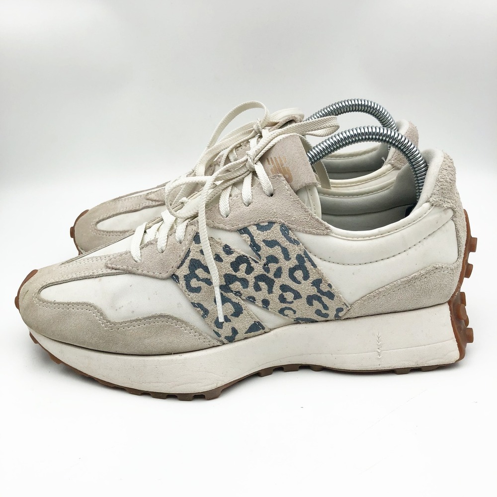 New Balance Shoes Womens 9 327 Moonbeam Leopard Sneakers White Tan Trainers - Picture 4 of 16